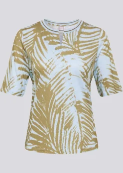 T-shirt flammée avec imprimé de feuilles