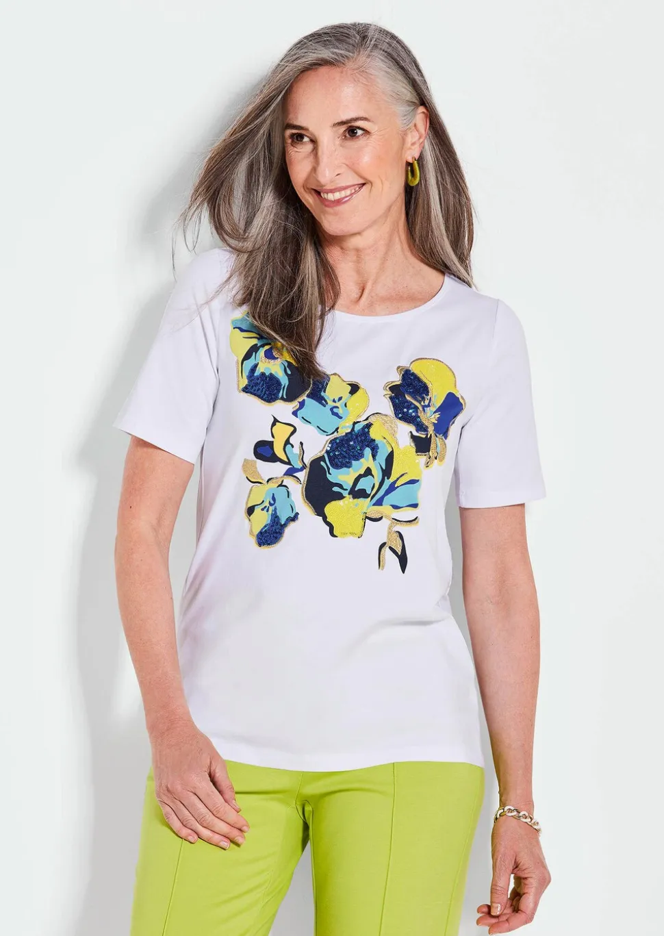 T-shirt imprimé avec broderie