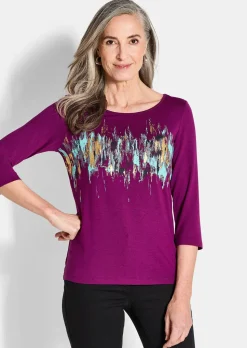 T-shirt imprimé avec effet scintillant