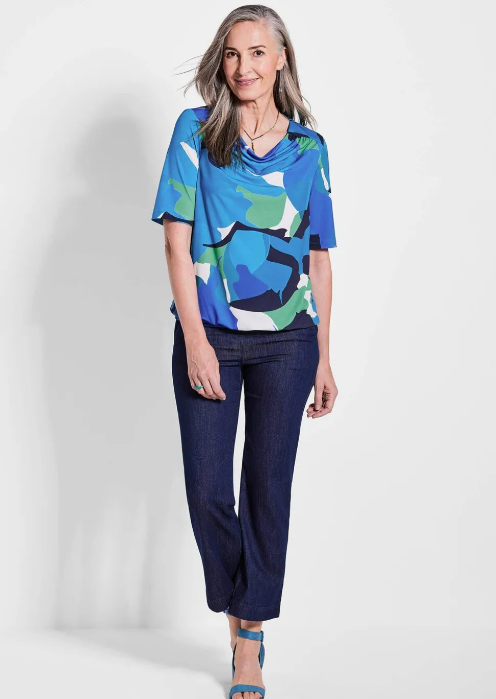 T-shirt imprimé avec encolure bénitier