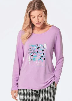 T-shirt à manches longues avec imprimé pailleté