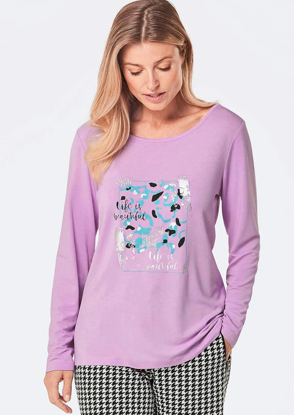 T-shirt à manches longues avec imprimé pailleté