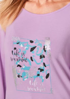 T-shirt à manches longues avec imprimé pailleté