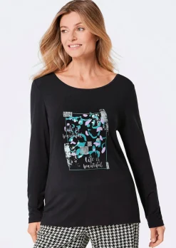 T-shirt à manches longues avec imprimé pailleté