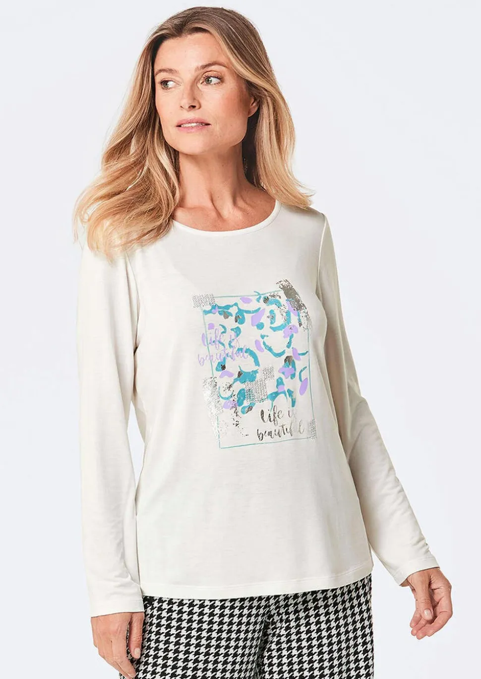 T-shirt à manches longues avec imprimé pailleté