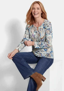 T-shirt à manches longues avec motif cachemire