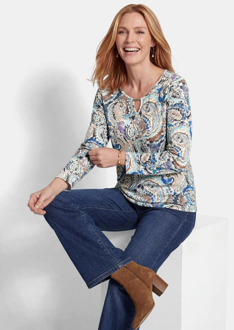 T-shirt à manches longues avec motif cachemire