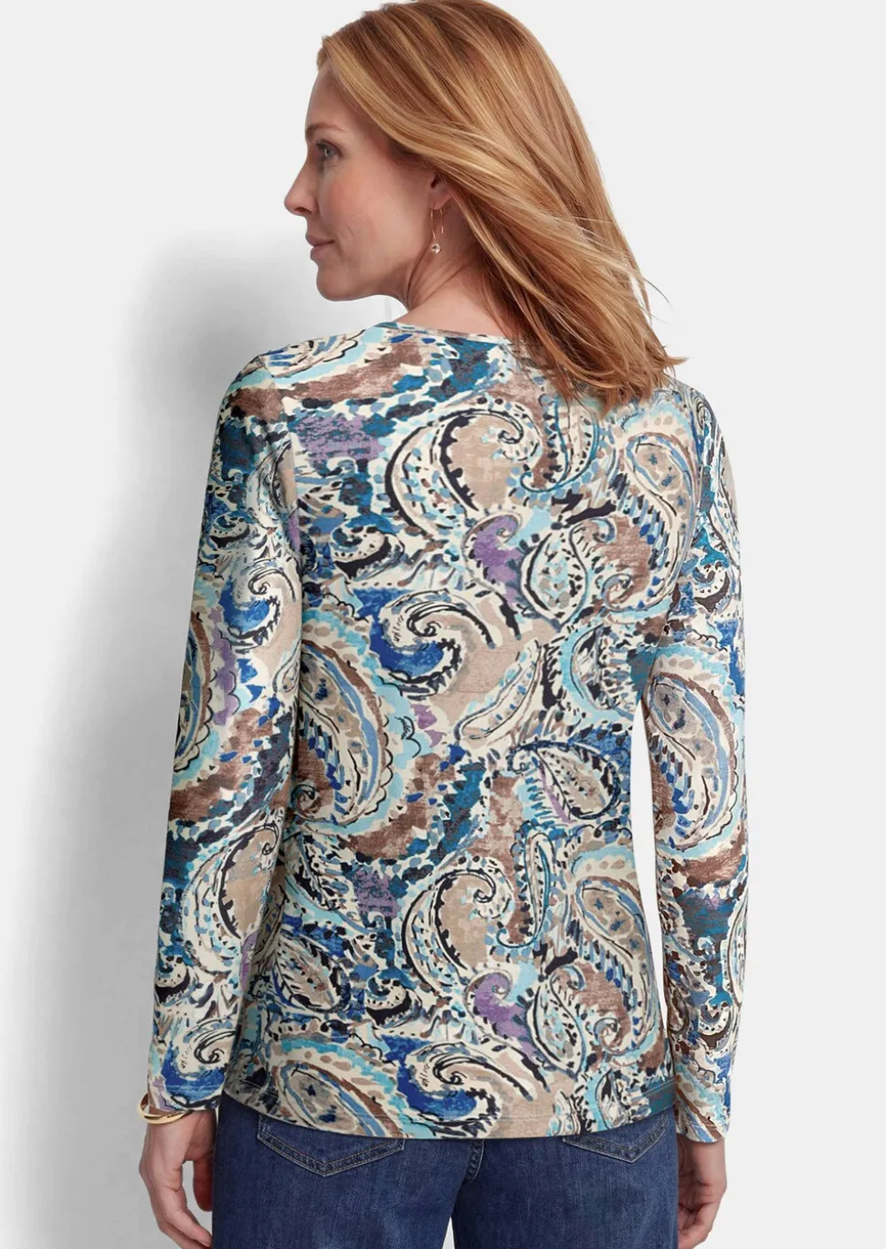 T-shirt à manches longues avec motif cachemire