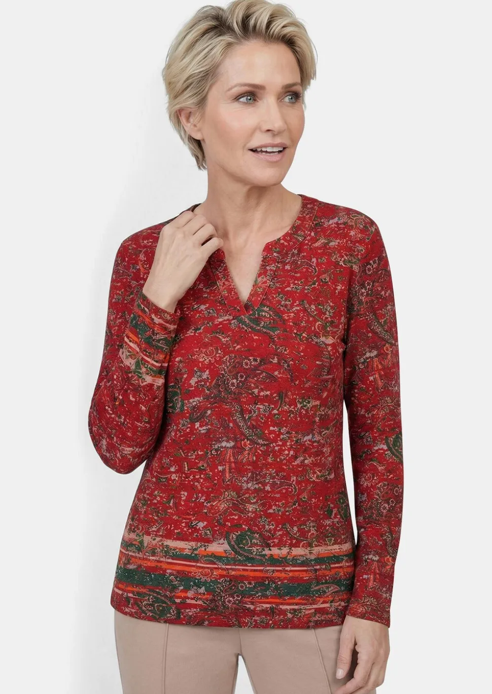 T-shirt à manches longues avec motif cachemire