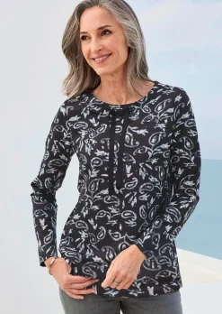 T-shirt à manches longues et imprimé métallisé