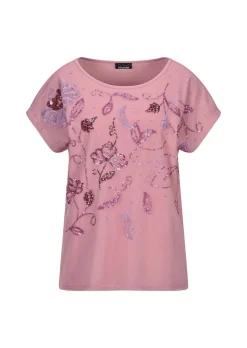T-shirt raffiné en étoffe filet pailletée