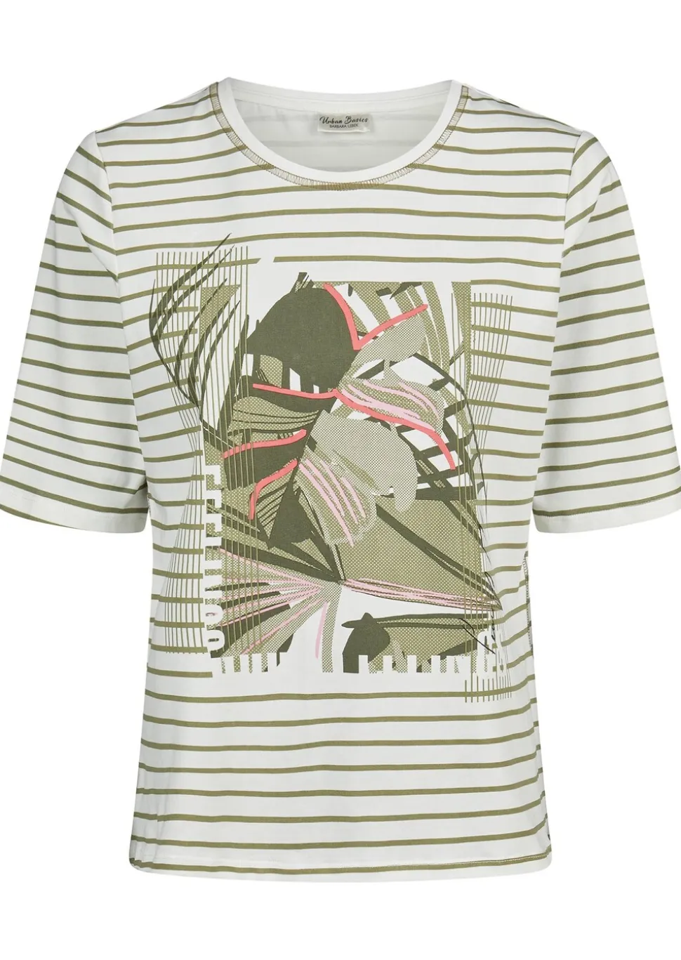 T-shirt rayé avec imprimé graphique sur le devant