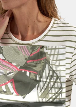 T-shirt rayé avec imprimé graphique sur le devant