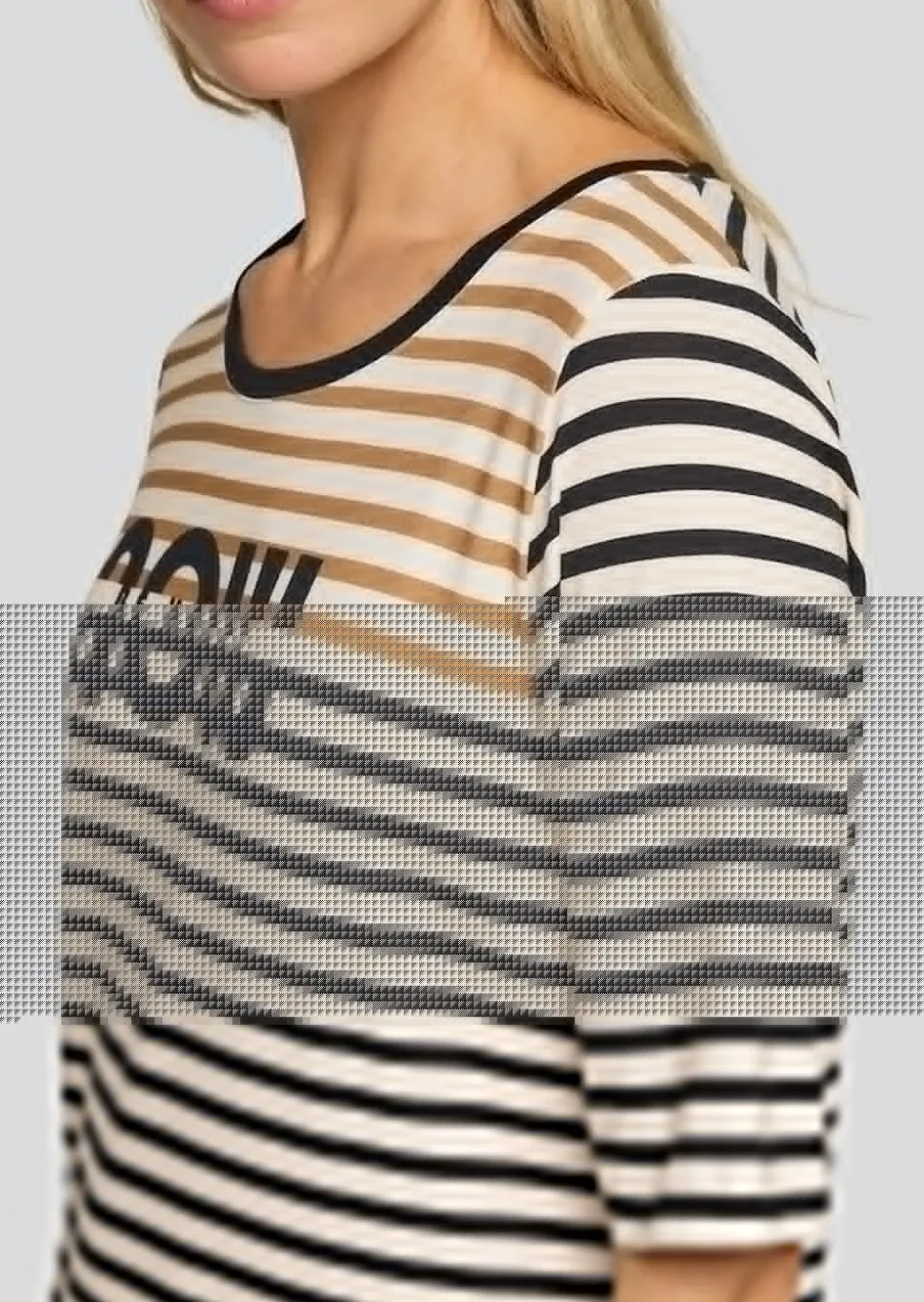 T-shirt à rayures avec inscription scintillante