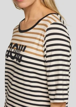 T-shirt à rayures avec inscription scintillante