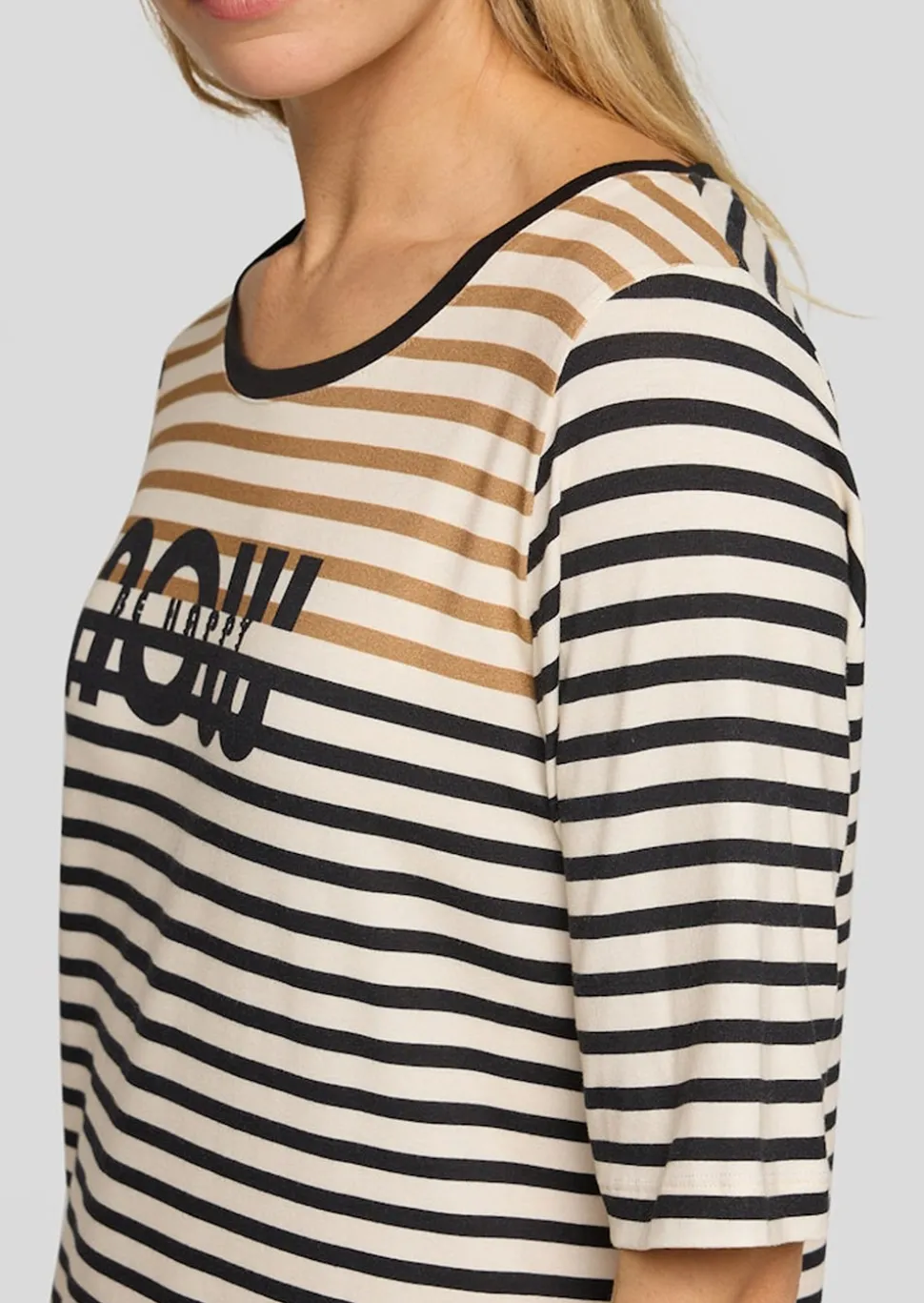 T-shirt à rayures avec inscription scintillante
