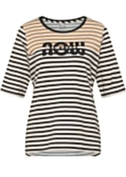 T-shirt à rayures avec inscription scintillante