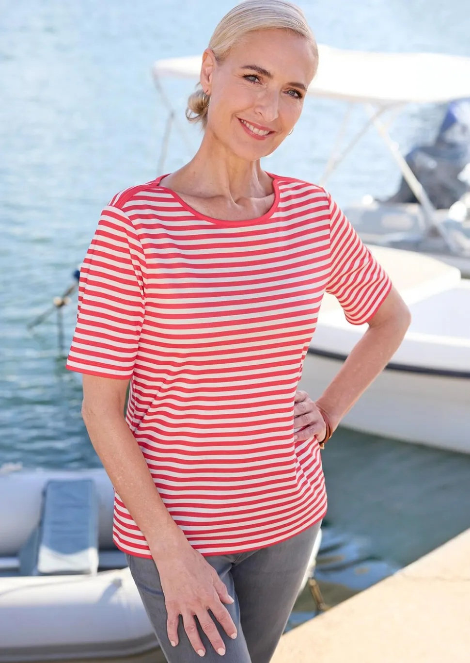 T-shirt à rayures en jersey de viscose
