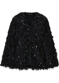 Veste aspect plumes, orné de paillettes