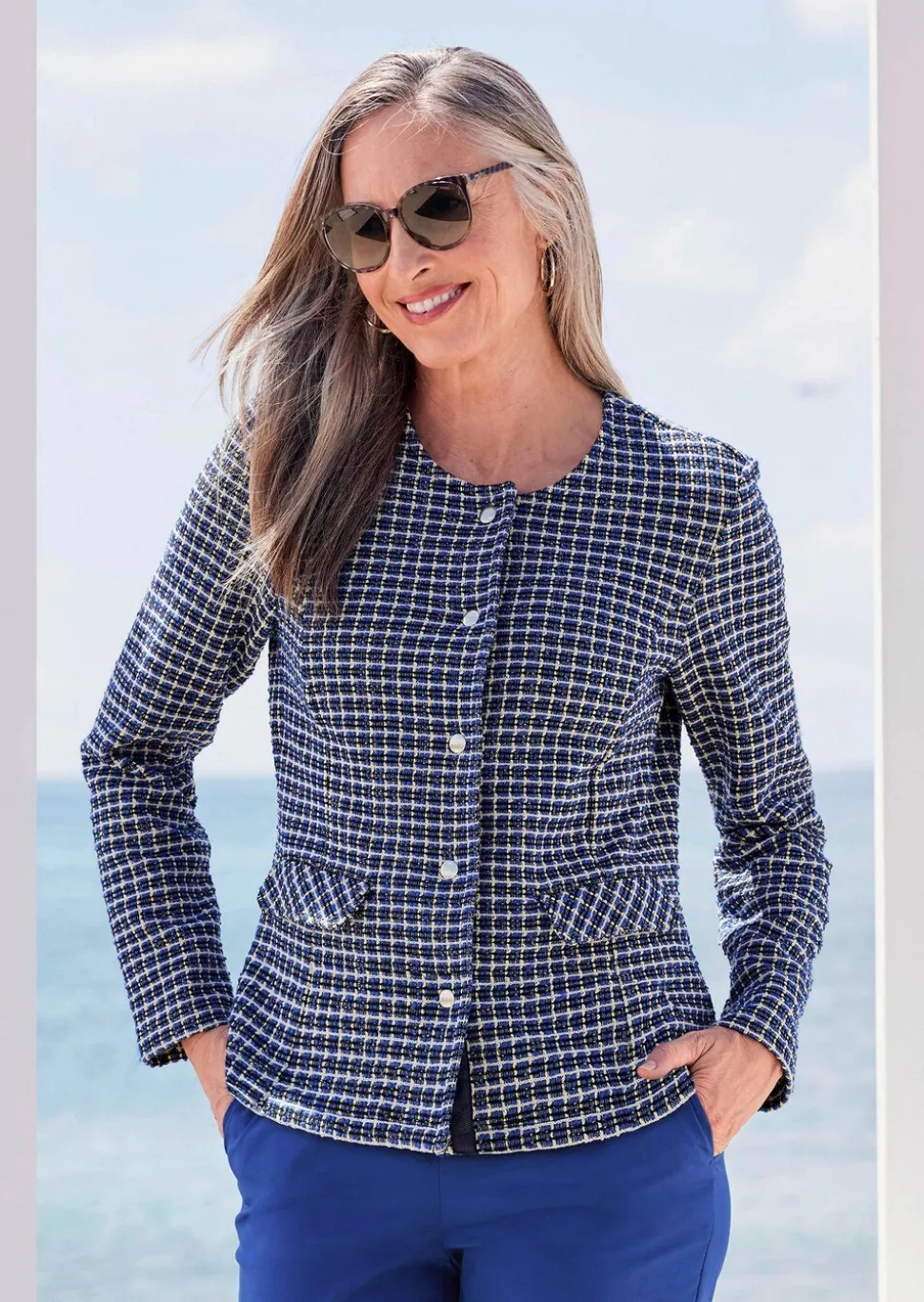 Veste avec motif, aspect carreaux