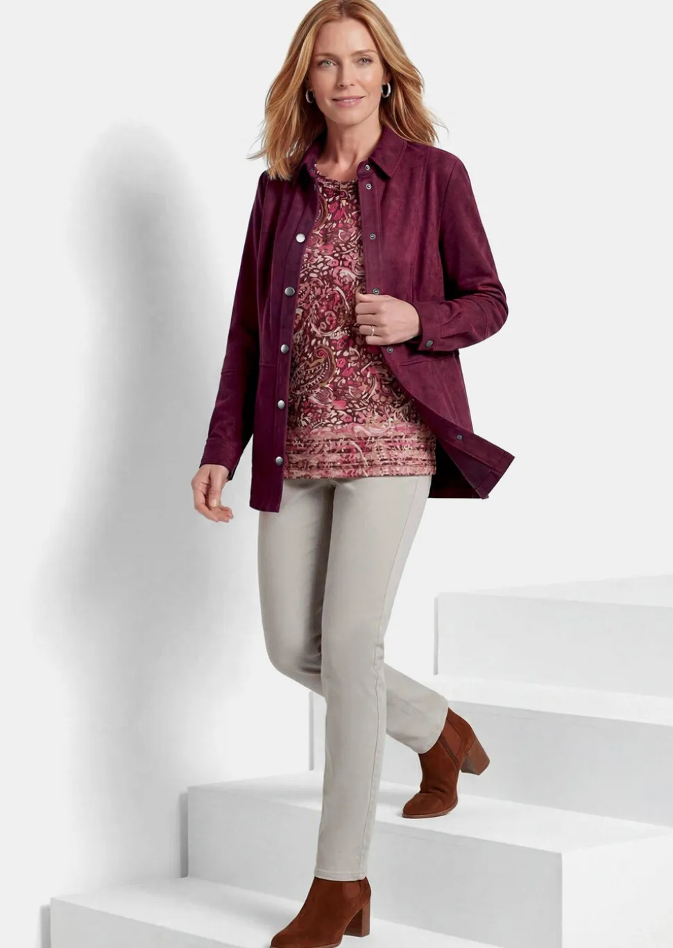 Veste chemisier confortable aspect daim