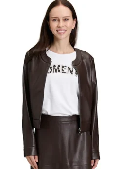Veste courte en similicuir suédé
