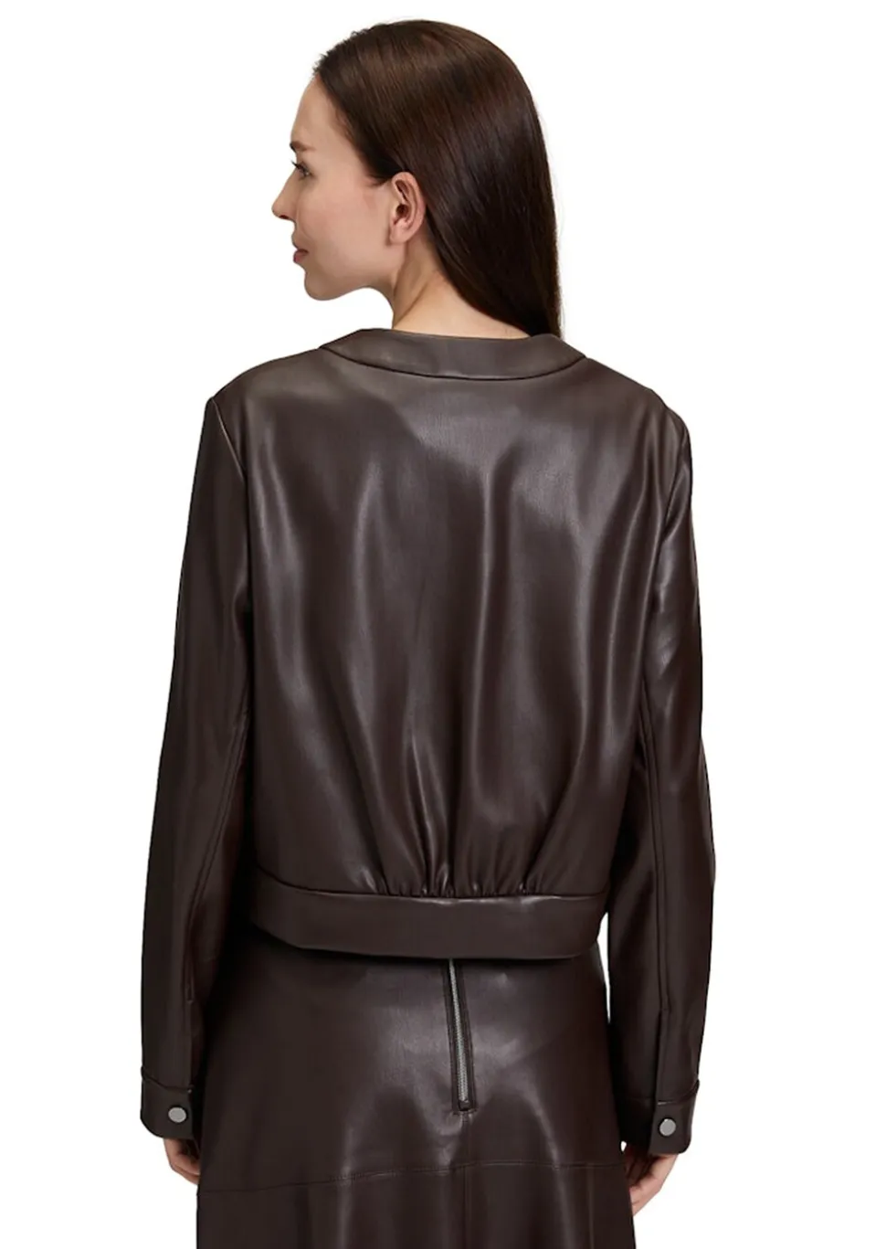 Veste courte en similicuir suédé