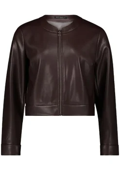 Veste courte en similicuir suédé