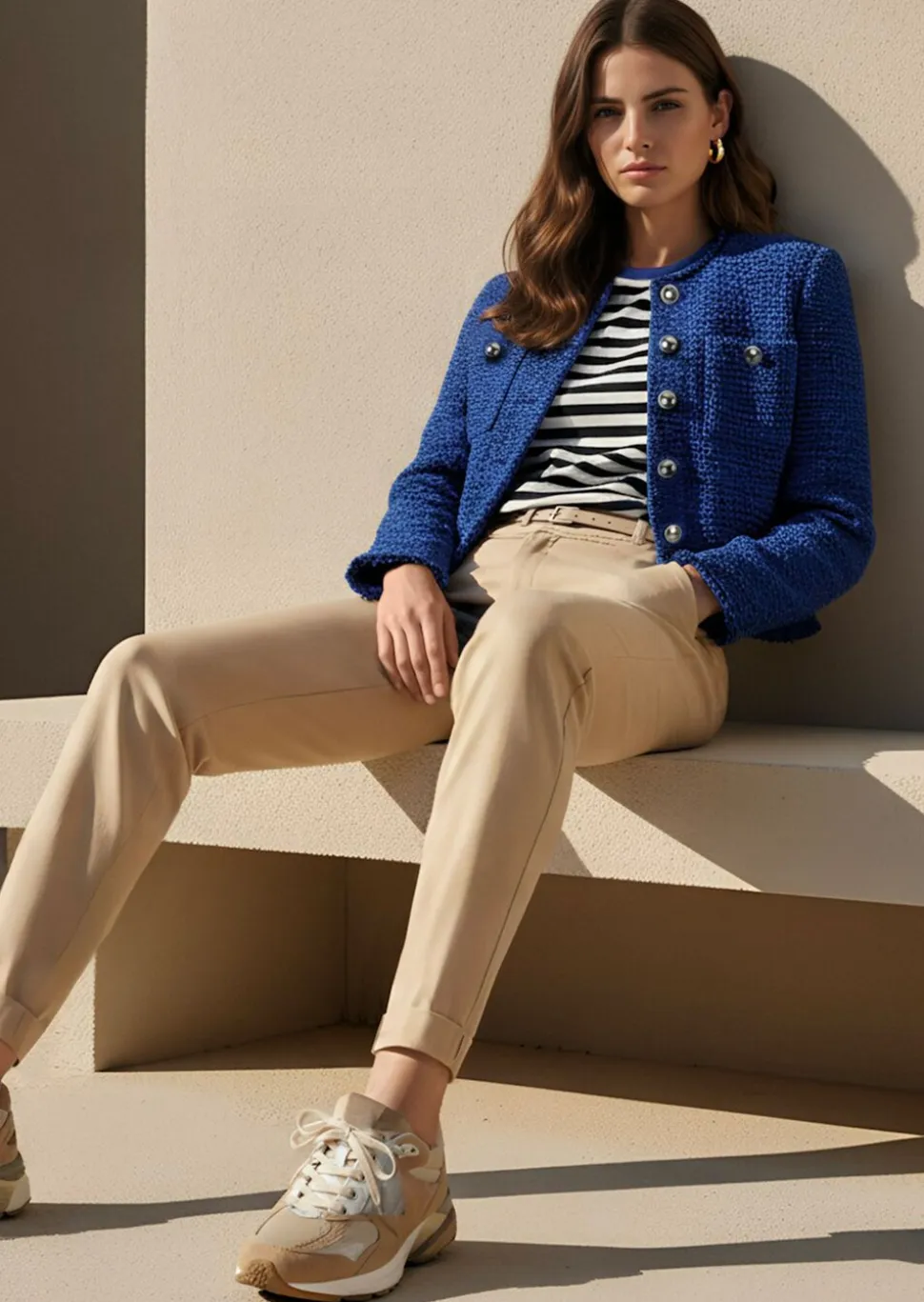Veste en bouclette avec fils brillants et finitions effilochées