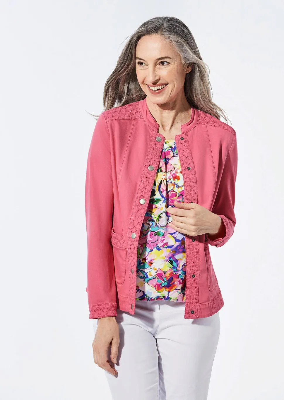 Veste en jean à dentelle ajourée