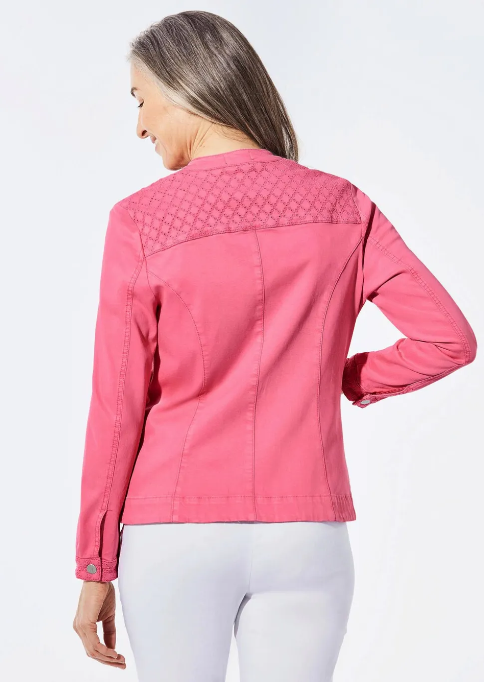 Veste en jean à dentelle ajourée