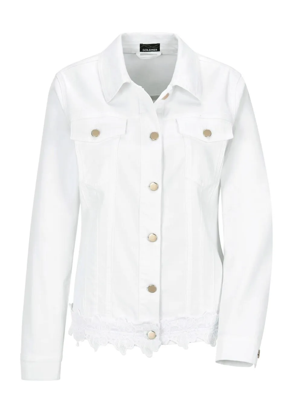 Veste en jean ornée d'une bordure florale
