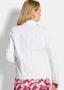 Veste en jean ornée d'une bordure florale