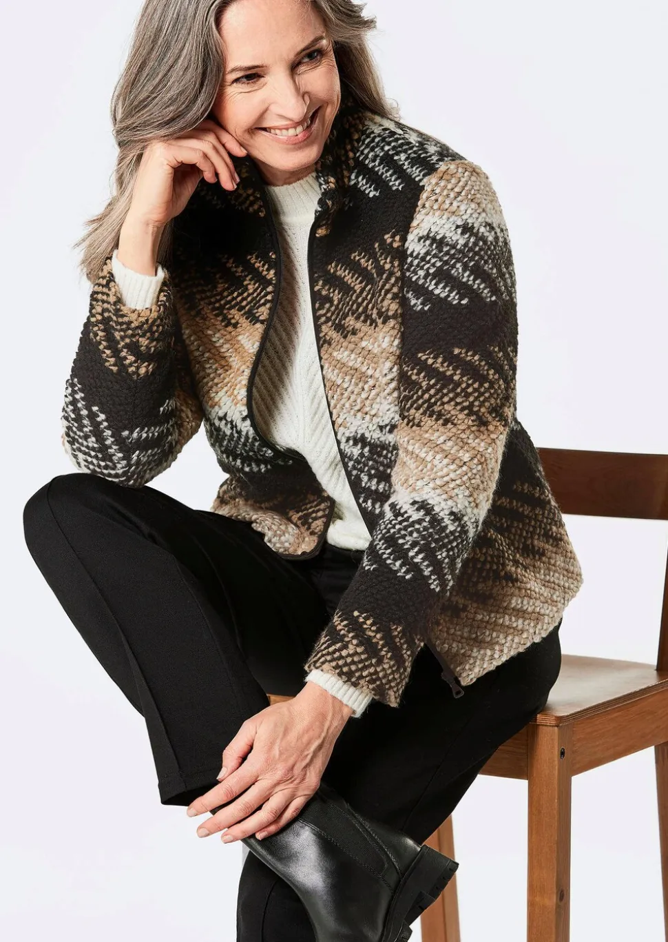 Veste en laine avec motif jacquard