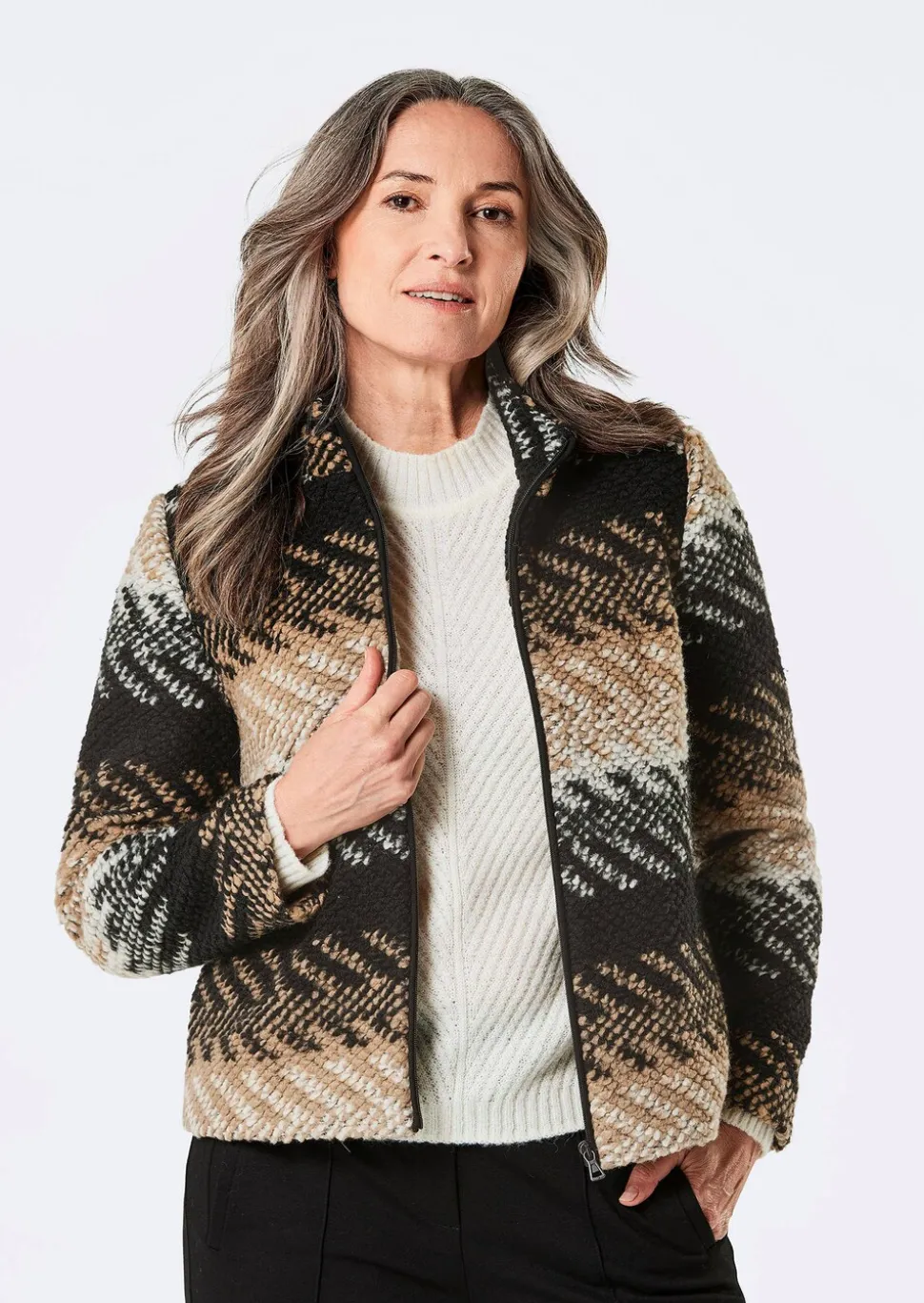 Veste en laine avec motif jacquard