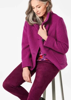 Veste en laine mélangée à col droit
