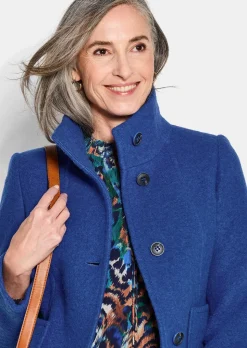 Veste en laine mélangée à col droit