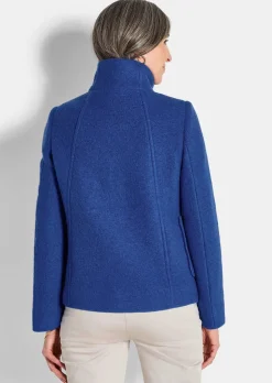 Veste en laine mélangée à col droit
