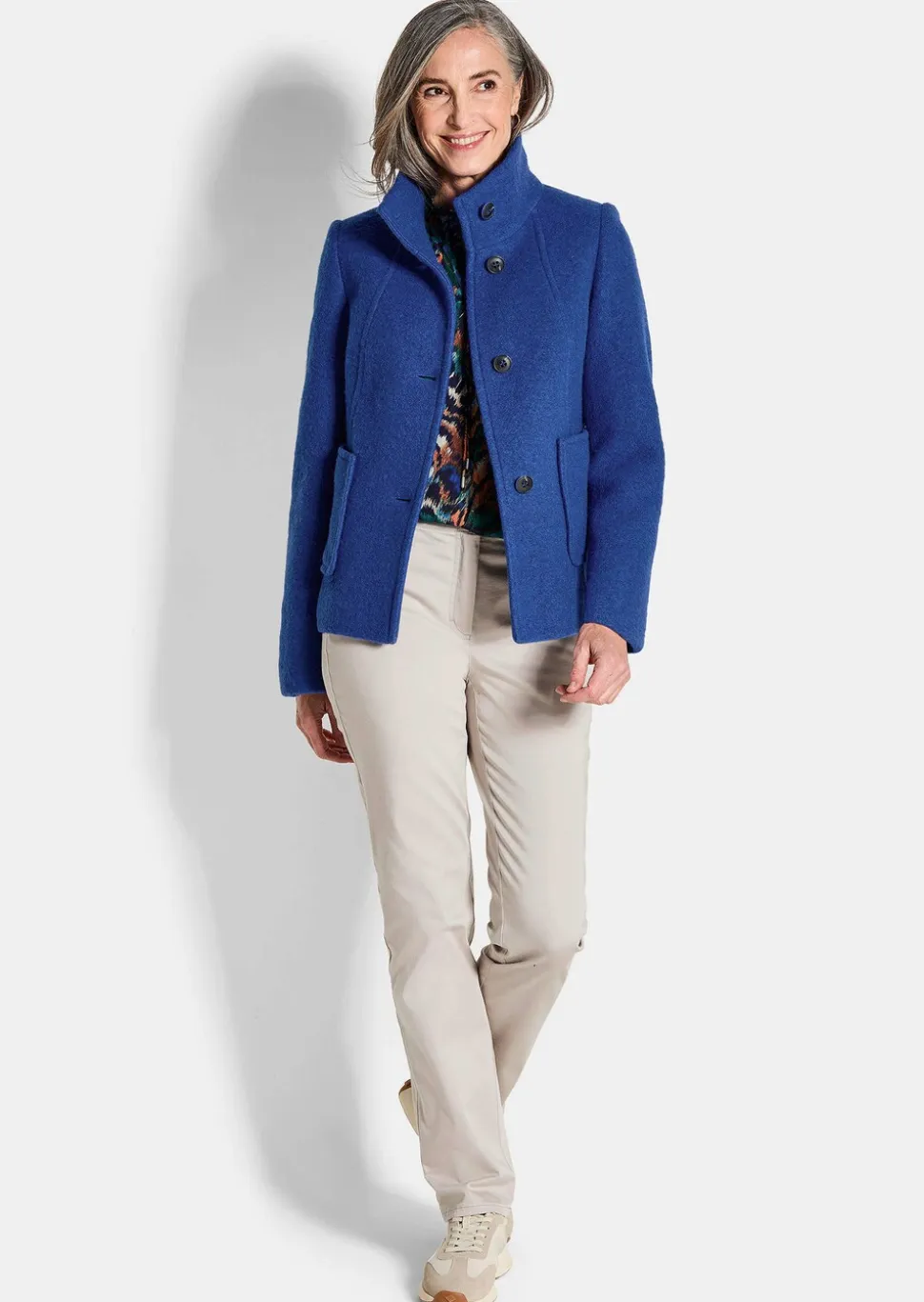 Veste en laine mélangée à col droit