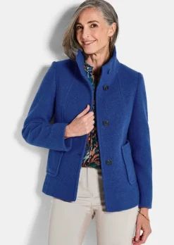 Veste en laine mélangée à col droit