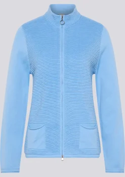 Veste en tricot avec zip double-sens et col montant