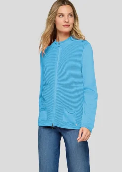 Veste en tricot avec zip double-sens et col montant