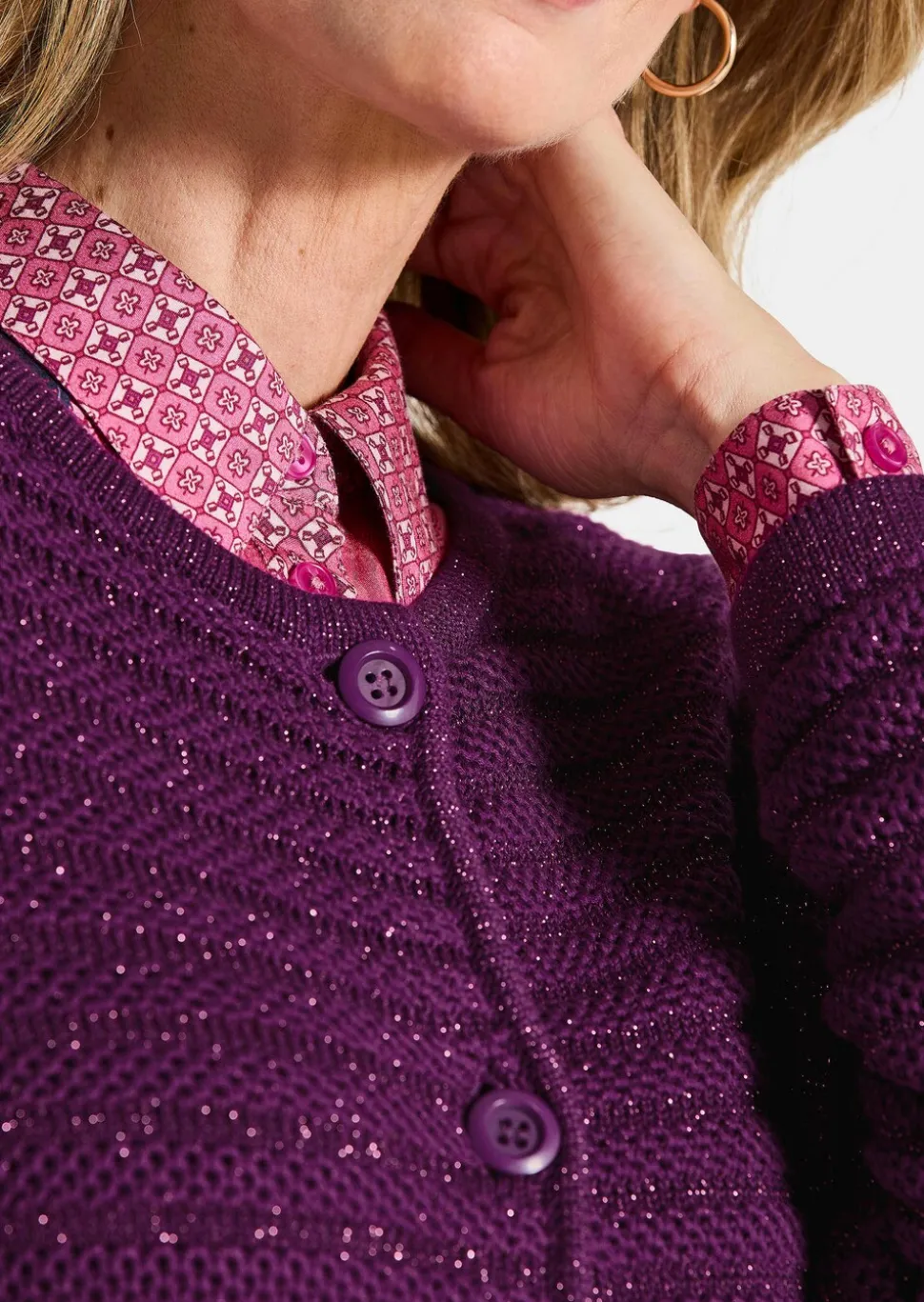 Veste en tricot en coton et fils Lurex