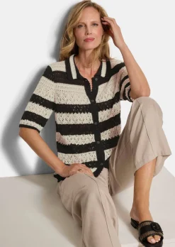Veste en tricot à rayures avec motif ajouré