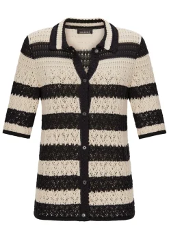 Veste en tricot à rayures avec motif ajouré