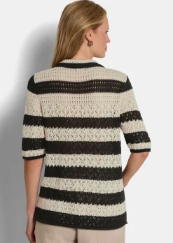 Veste en tricot à rayures avec motif ajouré