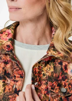 Veste en velours milleraies avec imprimé audacieux