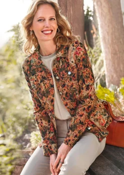 Veste en velours milleraies avec imprimé audacieux