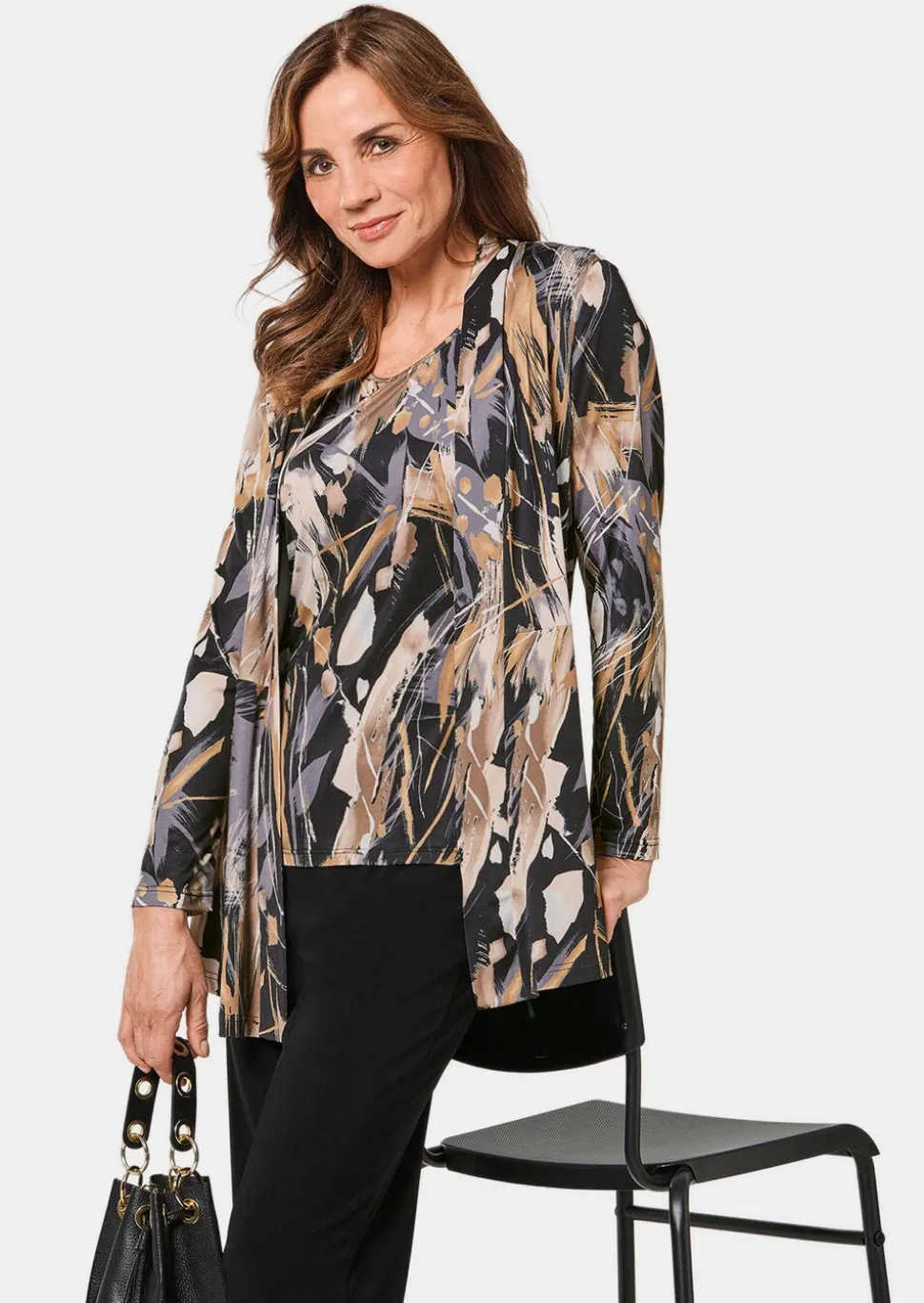 Veste longue slinky en stretch avec imprimé