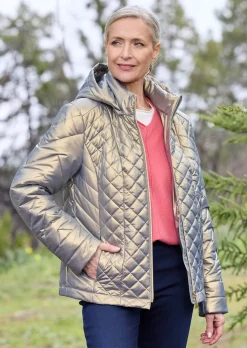 Veste matelassée, aspect métallisé.
